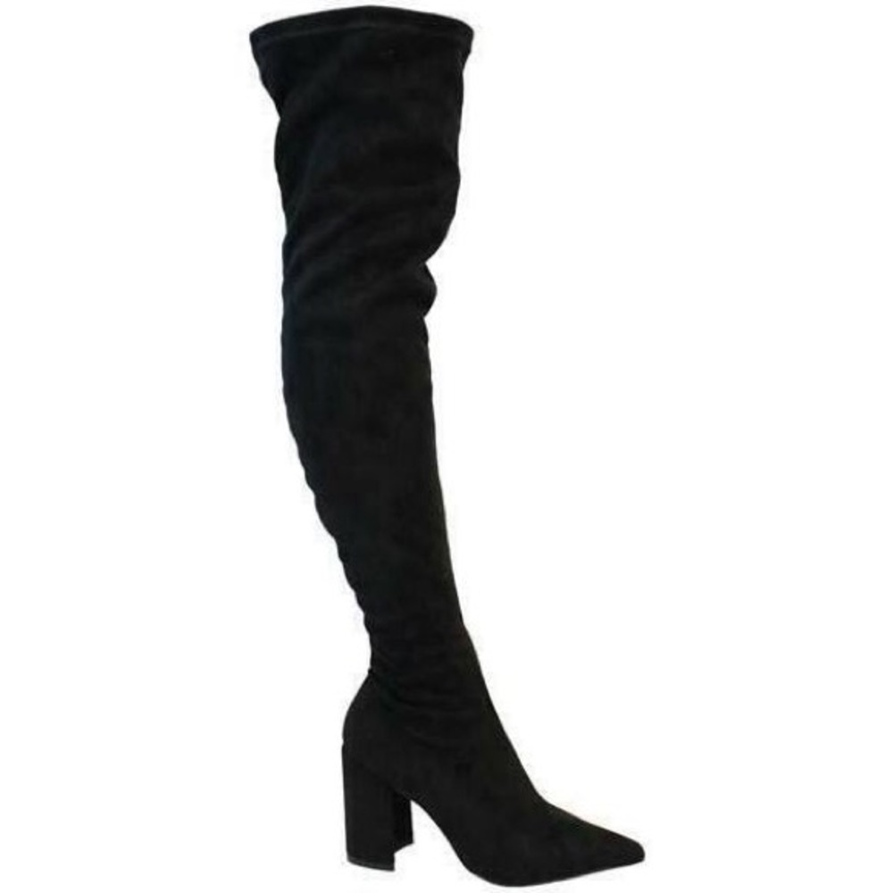 KATANA-2 Over the Knee Black Faux Suede Boot